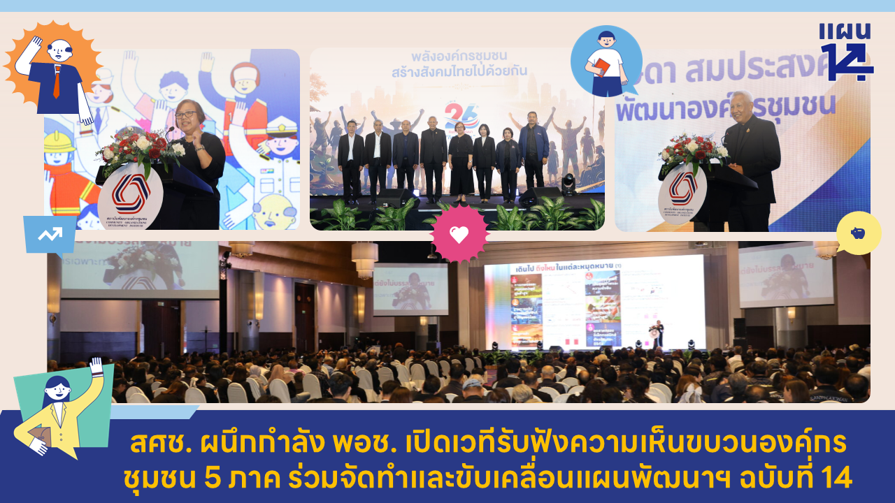 สศช. ผนึกกำลัง พอช. เปิดเวทีรับฟังความเห็นขบวนองค์กรชุมชน 5 ภาค ร่วมจัดทำและขับเคลื่อนแผนพัฒนาฯ ฉบับที่ 14